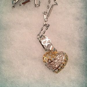 Stunning Gold/Silver Diamond Heart Necklace